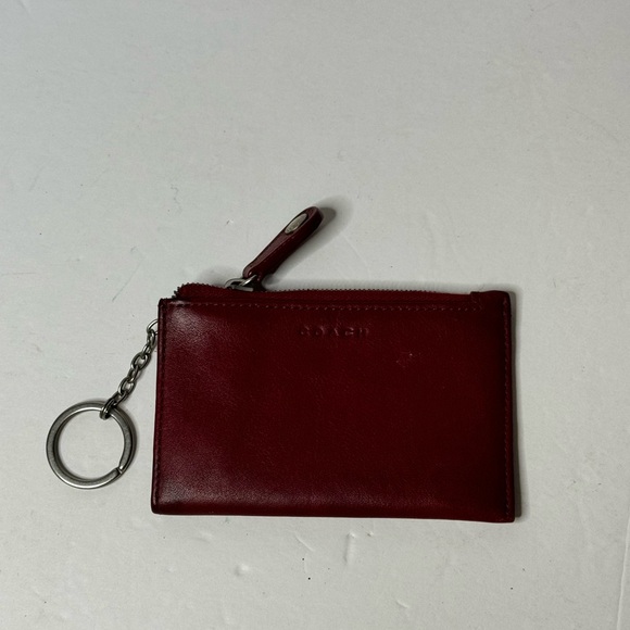 VTG Coach Leather Wallet Cardholder With Metal Zip Deep Red - Picture 3 of 10